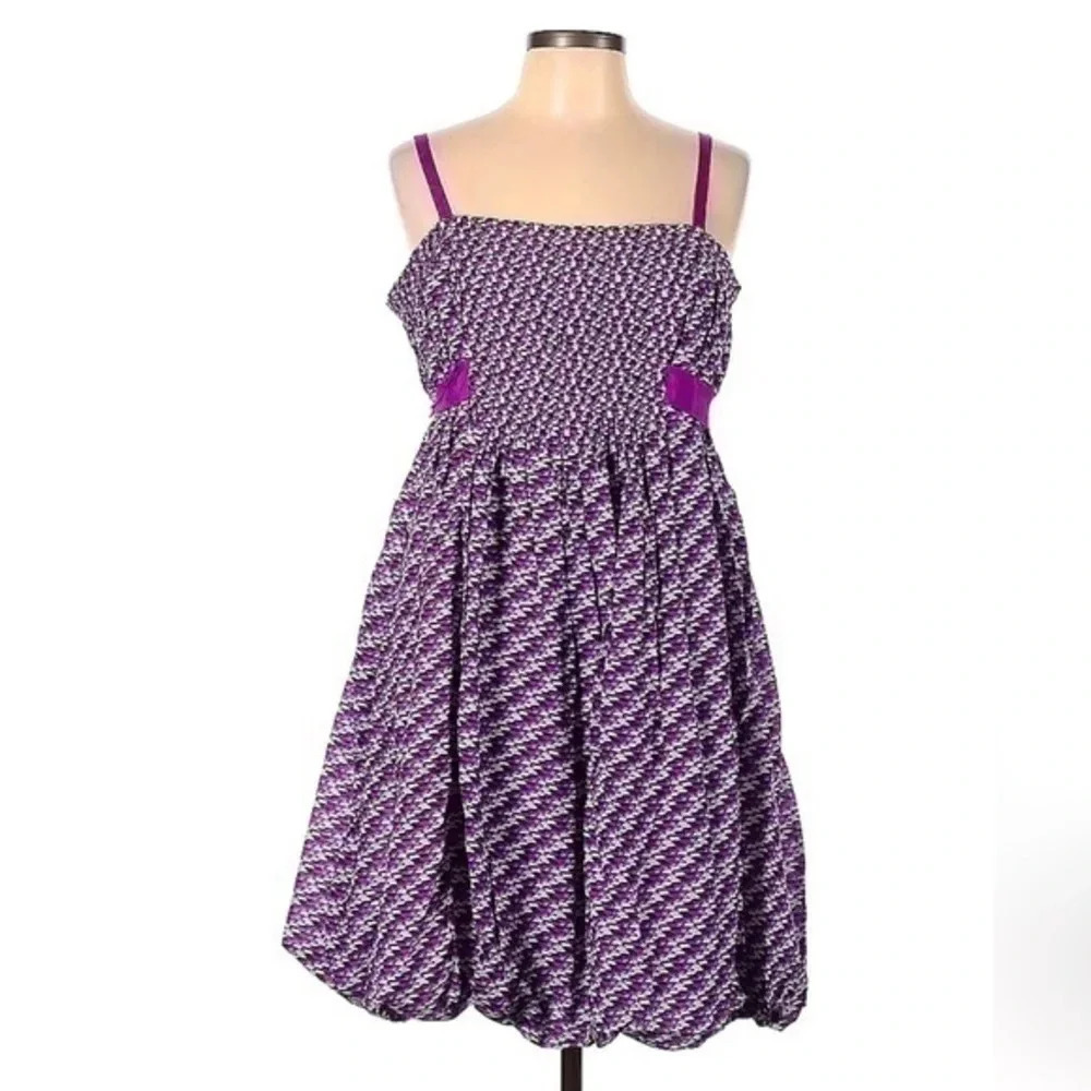 Gianni Bini Feminine Violet Grey Silk Romantic Party Cocktail Dress Size 12